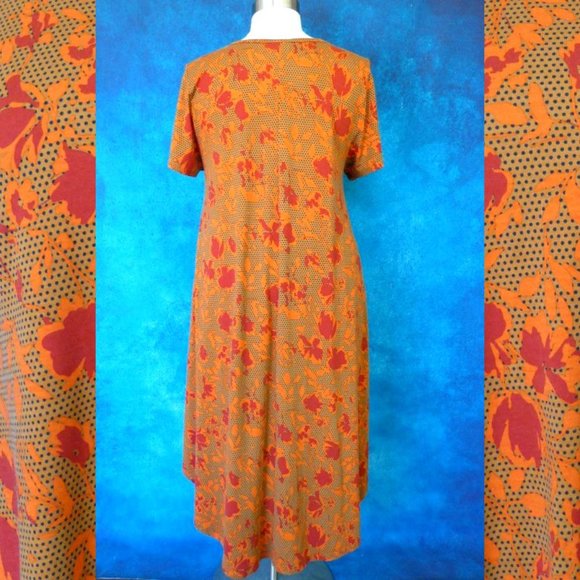 LulaRoe Orange Red Floral Hi Lo Dress 3XL - Picture 5 of 8